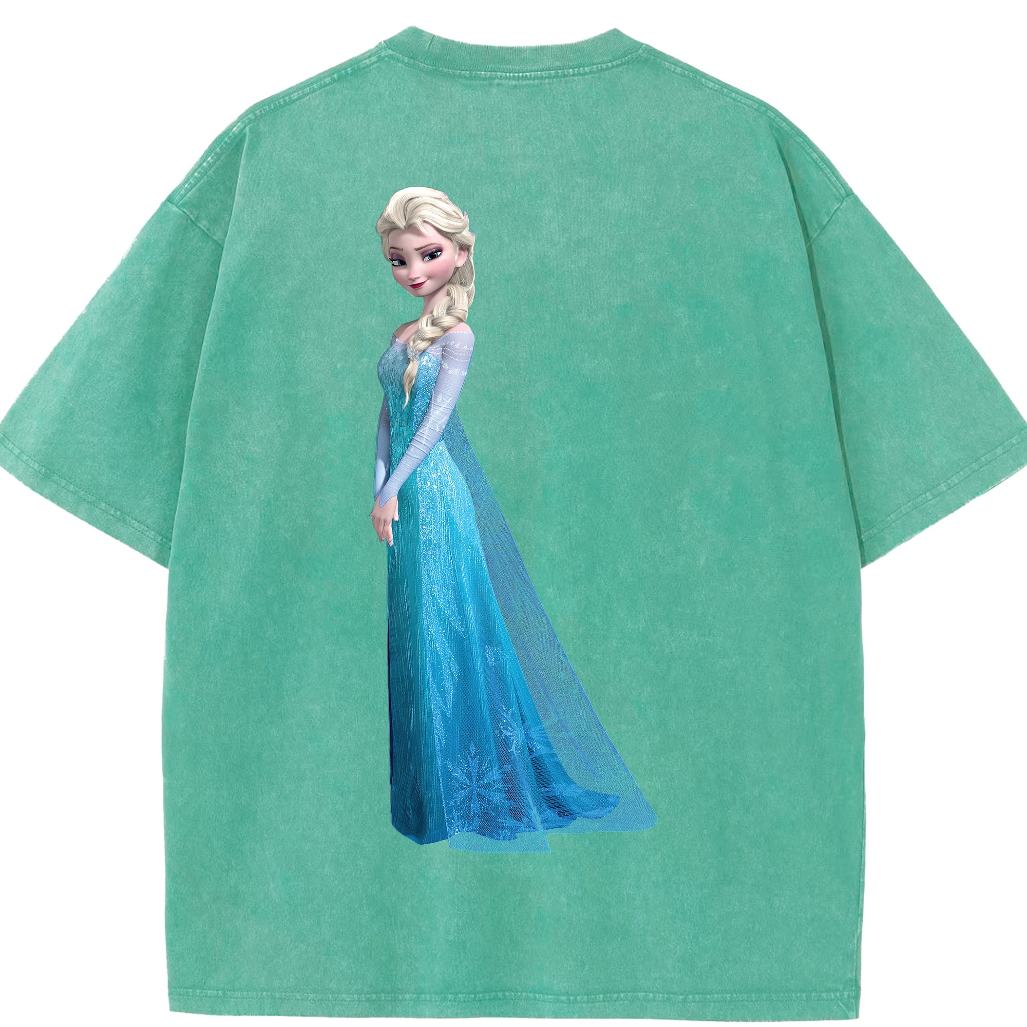 （画像用） アナと雪の女王 アンナ エルサ Frozen Anna Elsa 綿100% ヴィンテージ風 半袖Tシャツ（背面プリント）